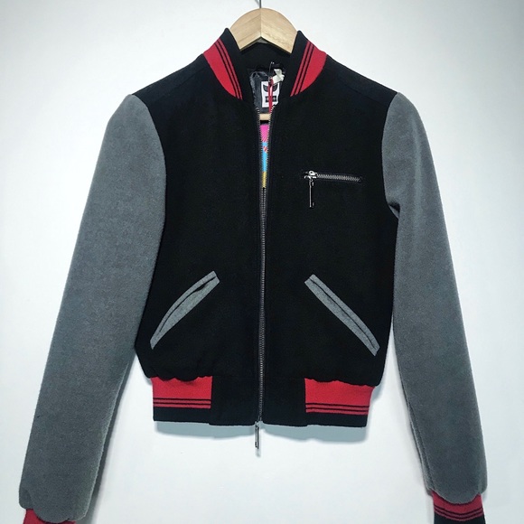 Varsity vintage grey and black jacket - Picture 2 of 2